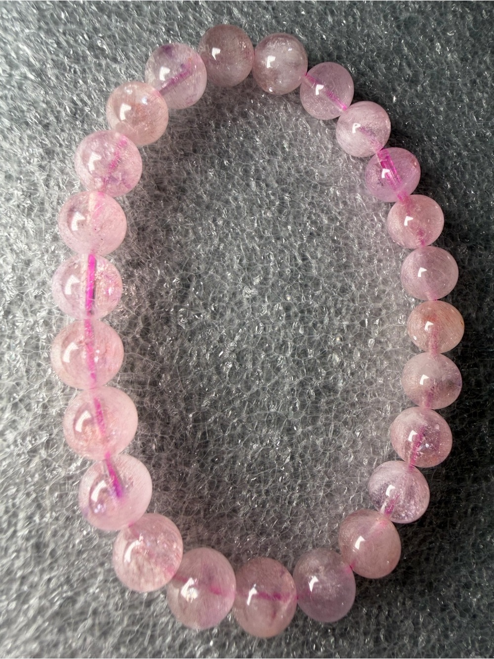 8MM Trapiche Pink Super Seven Natural Crystal Bracelet